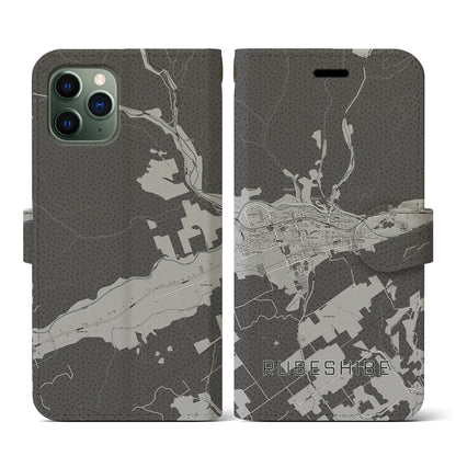 【留辺蘂（北海道）】地図柄iPhoneケース（手帳タイプ）モノトーン・iPhone 11 Pro 用