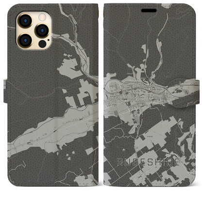 【留辺蘂（北海道）】地図柄iPhoneケース（手帳タイプ）モノトーン・iPhone 12 Pro Max 用