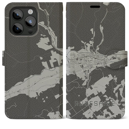 【留辺蘂（北海道）】地図柄iPhoneケース（手帳タイプ）モノトーン・iPhone 15 Pro Max 用