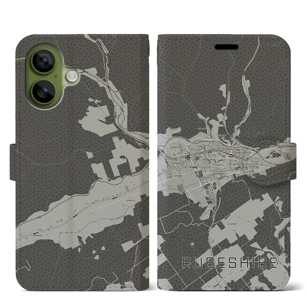 【留辺蘂（北海道）】地図柄iPhoneケース（手帳タイプ）