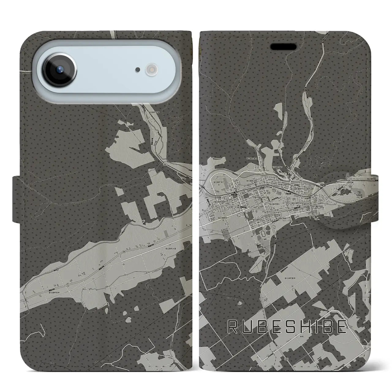 【留辺蘂（北海道）】地図柄iPhoneケース（手帳タイプ）