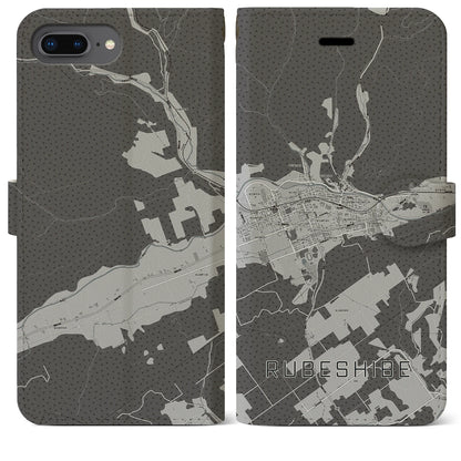 【留辺蘂（北海道）】地図柄iPhoneケース（手帳タイプ）モノトーン・iPhone 8Plus /7Plus / 6sPlus / 6Plus 用