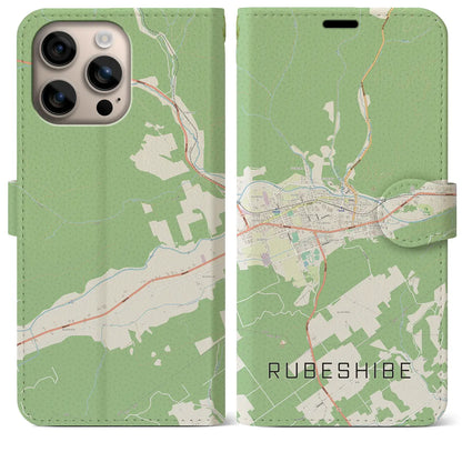 【留辺蘂（北海道）】地図柄iPhoneケース（手帳タイプ）ナチュラル・iPhone 16 Plus 用