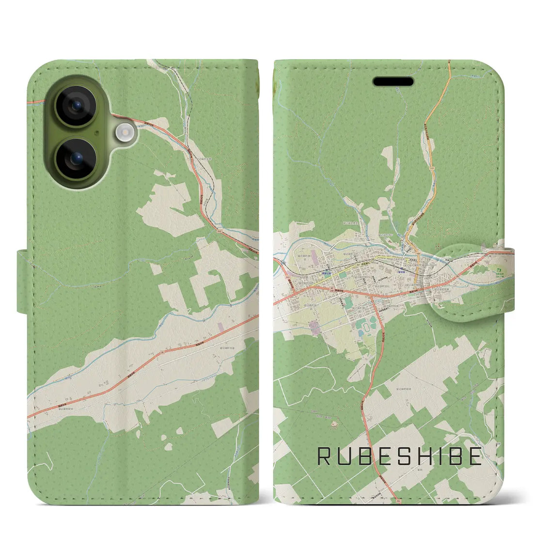 【留辺蘂(北海道)】地図柄iPhoneケース(手帳タイプ)モノトーン・iPhone 17 Pro Max 用