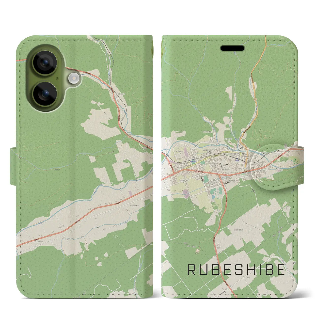 【留辺蘂（北海道）】地図柄iPhoneケース（手帳タイプ）