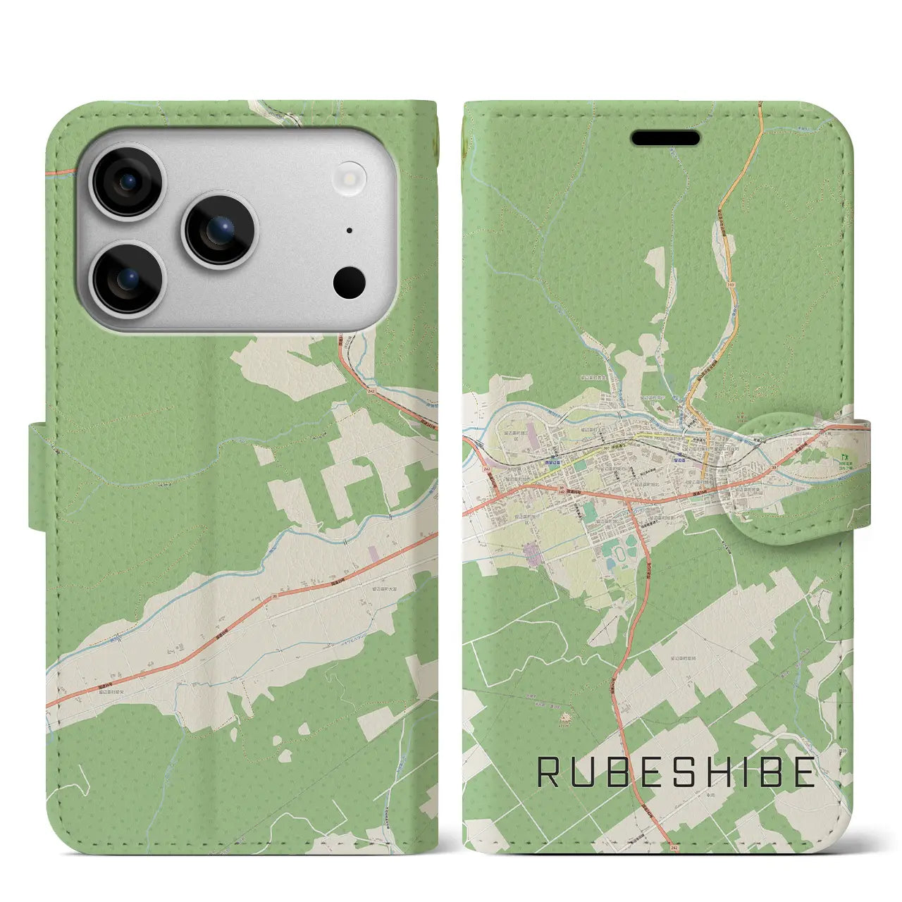 【留辺蘂（北海道）】地図柄iPhoneケース（手帳タイプ）