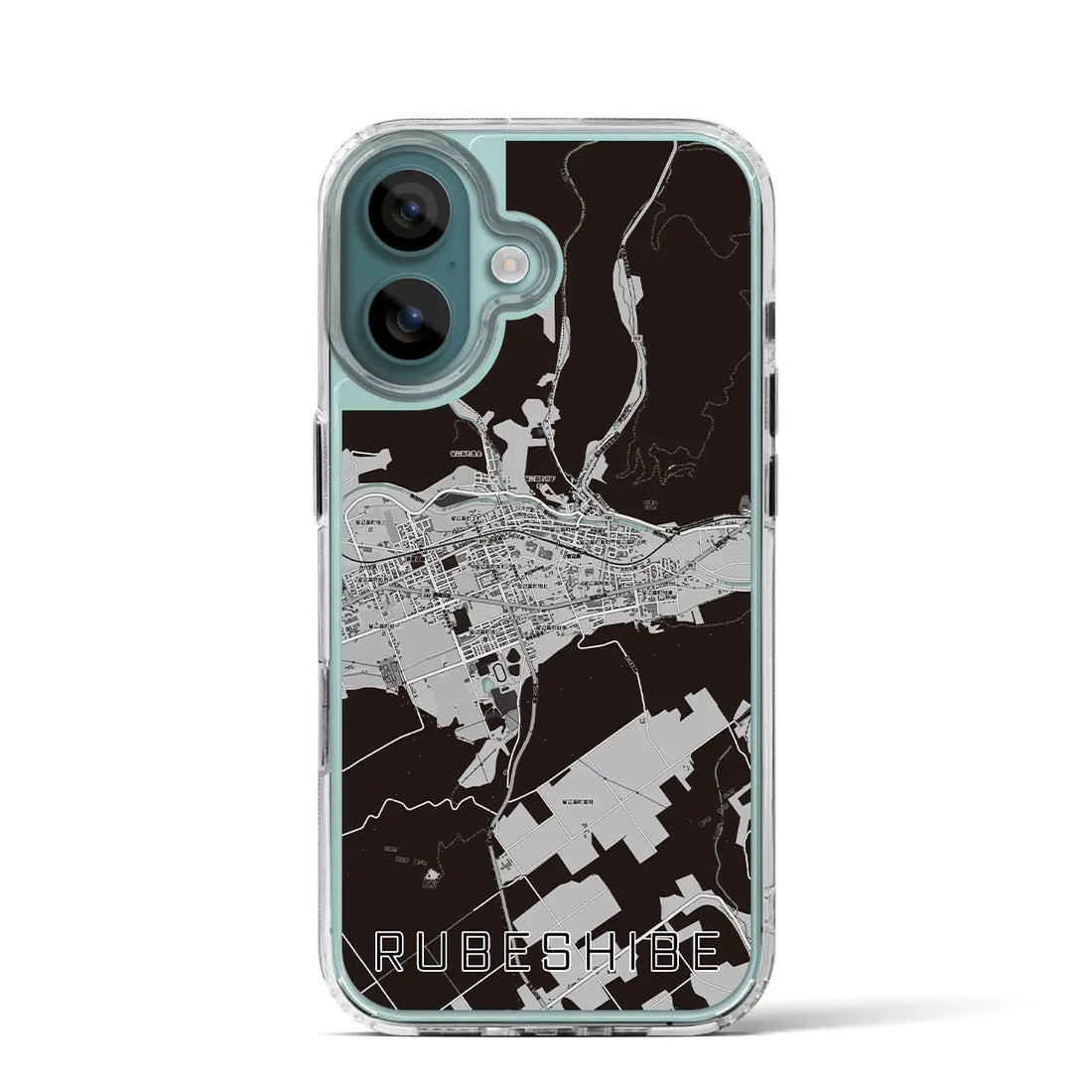 【留辺蘂（北海道）】地図柄iPhoneケース（MagSafeタイプ）モノトーン・iPhone 16 Pro 用