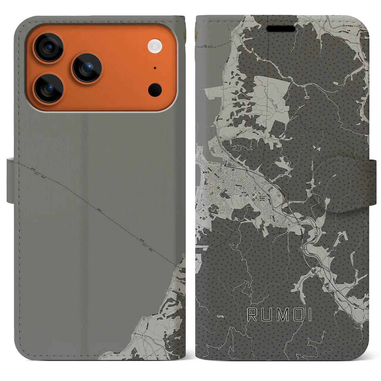 【留萌（北海道）】地図柄iPhoneケース（手帳タイプ）