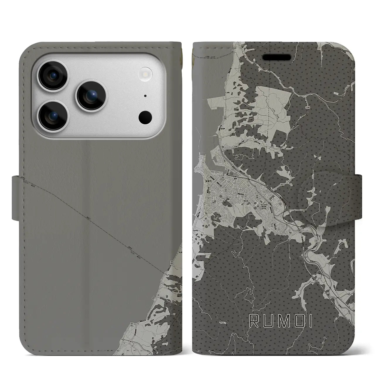 【留萌（北海道）】地図柄iPhoneケース（手帳タイプ）