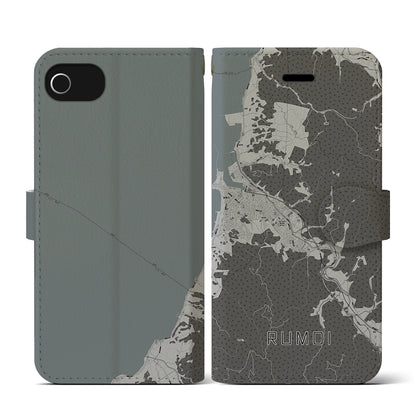 【留萌（北海道）】地図柄iPhoneケース（手帳タイプ）モノトーン・iPhone SE（第3 / 第2世代） / 8 / 7 / 6s / 6 用