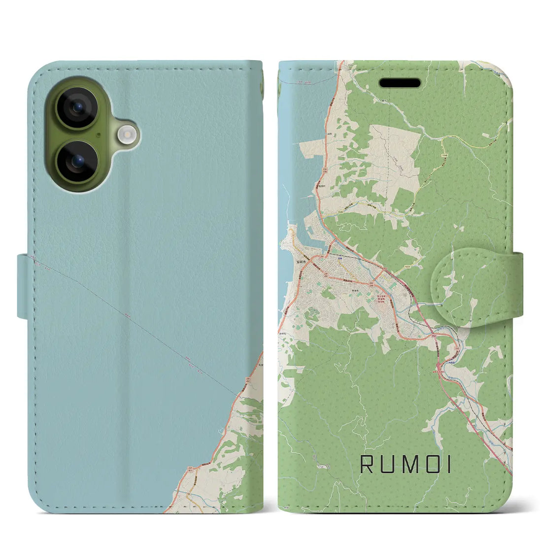 【留萌（北海道）】地図柄iPhoneケース（手帳タイプ）モノトーン・iPhone 17 Pro Max 用