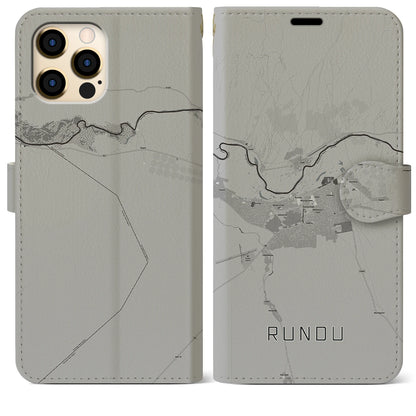 【ルンドゥ（ナミビア）】地図柄iPhoneケース（手帳タイプ）モノトーン・iPhone 12 Pro Max 用
