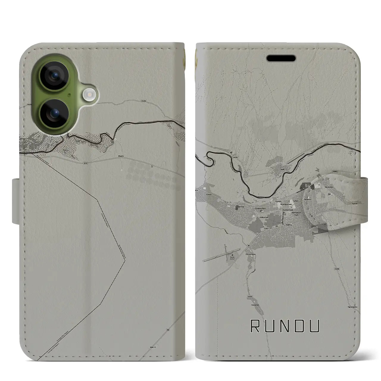 【ルンドゥ（ナミビア）】地図柄iPhoneケース（手帳タイプ）