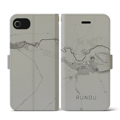 【ルンドゥ（ナミビア）】地図柄iPhoneケース（手帳タイプ）モノトーン・iPhone SE（第3 / 第2世代） / 8 / 7 / 6s / 6 用