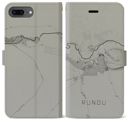 【ルンドゥ（ナミビア）】地図柄iPhoneケース（手帳タイプ）モノトーン・iPhone 8Plus /7Plus / 6sPlus / 6Plus 用