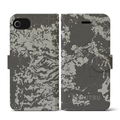 【留寿都（北海道）】地図柄iPhoneケース（手帳タイプ）モノトーン・iPhone SE（第3 / 第2世代） / 8 / 7 / 6s / 6 用