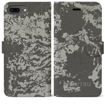 【留寿都（北海道）】地図柄iPhoneケース（手帳タイプ）モノトーン・iPhone 8Plus /7Plus / 6sPlus / 6Plus 用