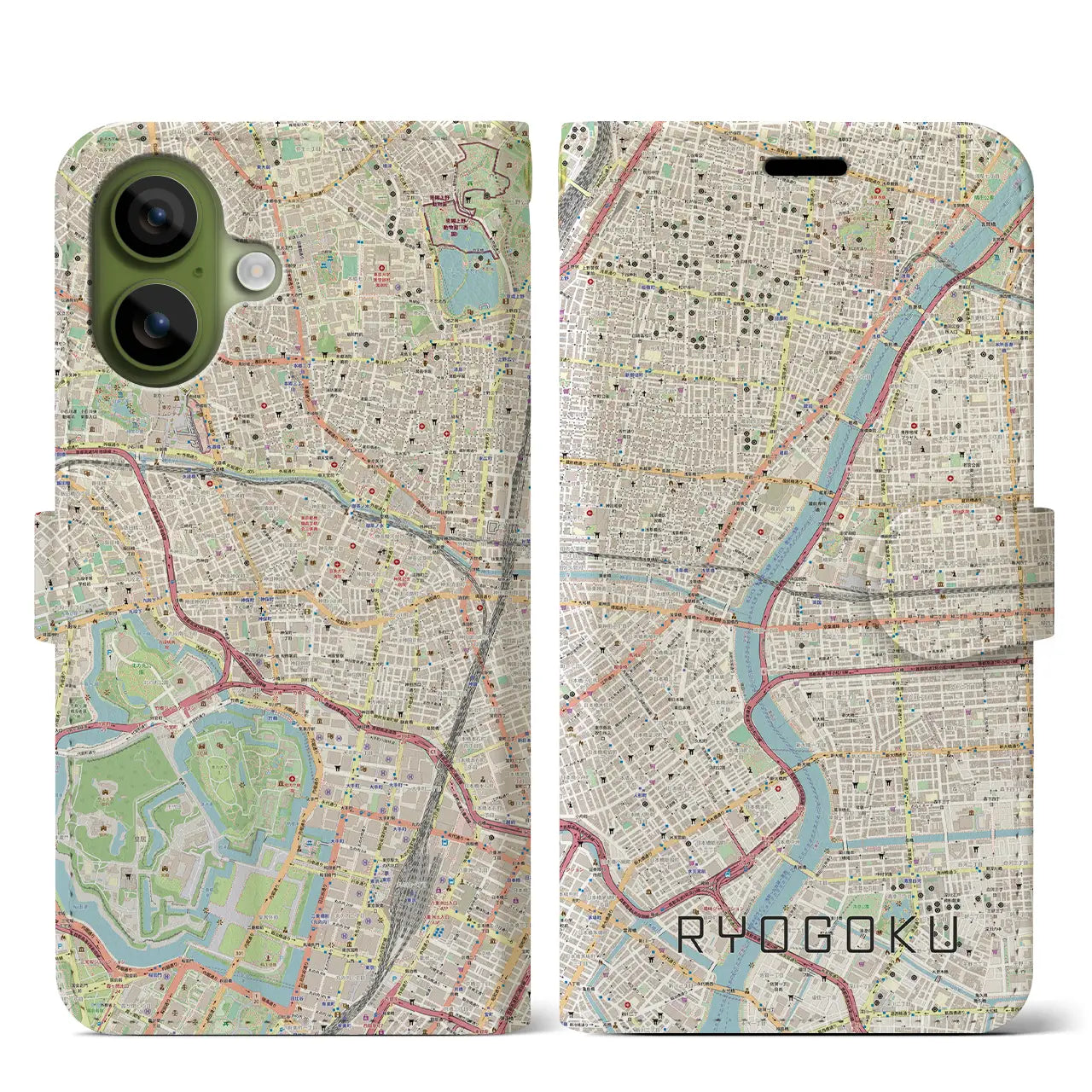 【両国（東京都）】地図柄iPhoneケース（手帳タイプ）