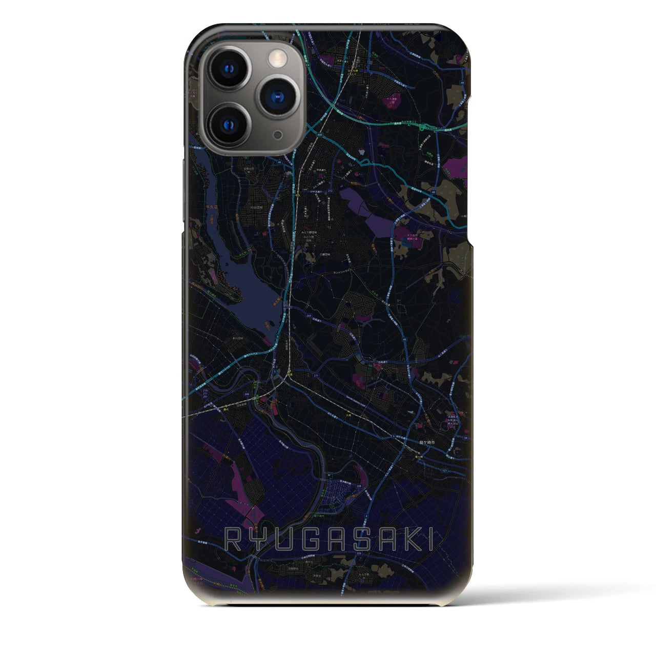 【龍ケ崎（茨城県）】地図柄iPhoneケース（バックカバータイプ）