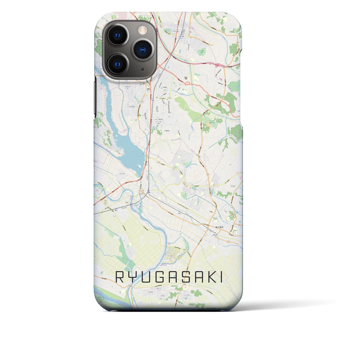 【龍ケ崎（茨城県）】地図柄iPhoneケース（バックカバータイプ）