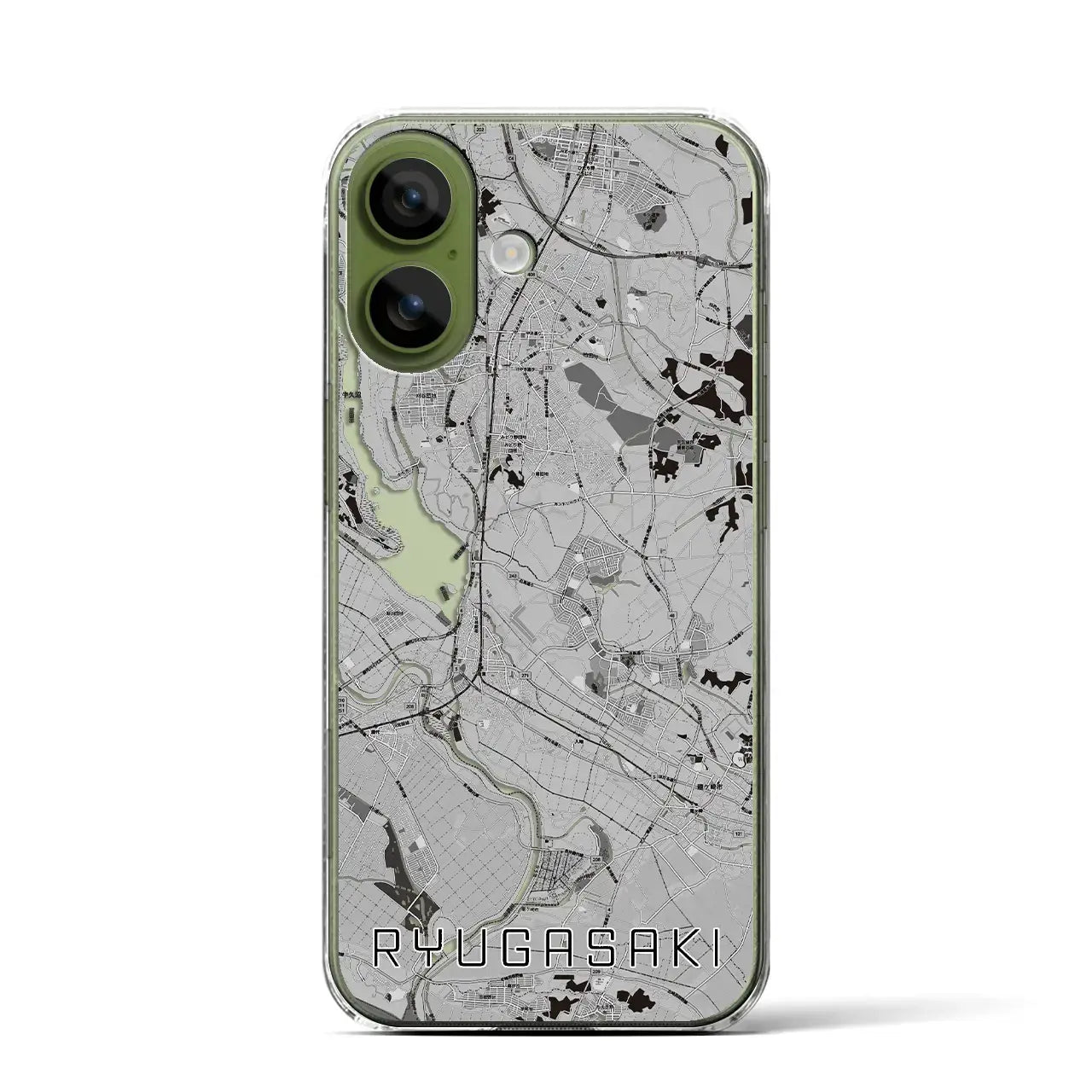 【龍ケ崎（茨城県）】地図柄iPhoneケース（クリアタイプ）