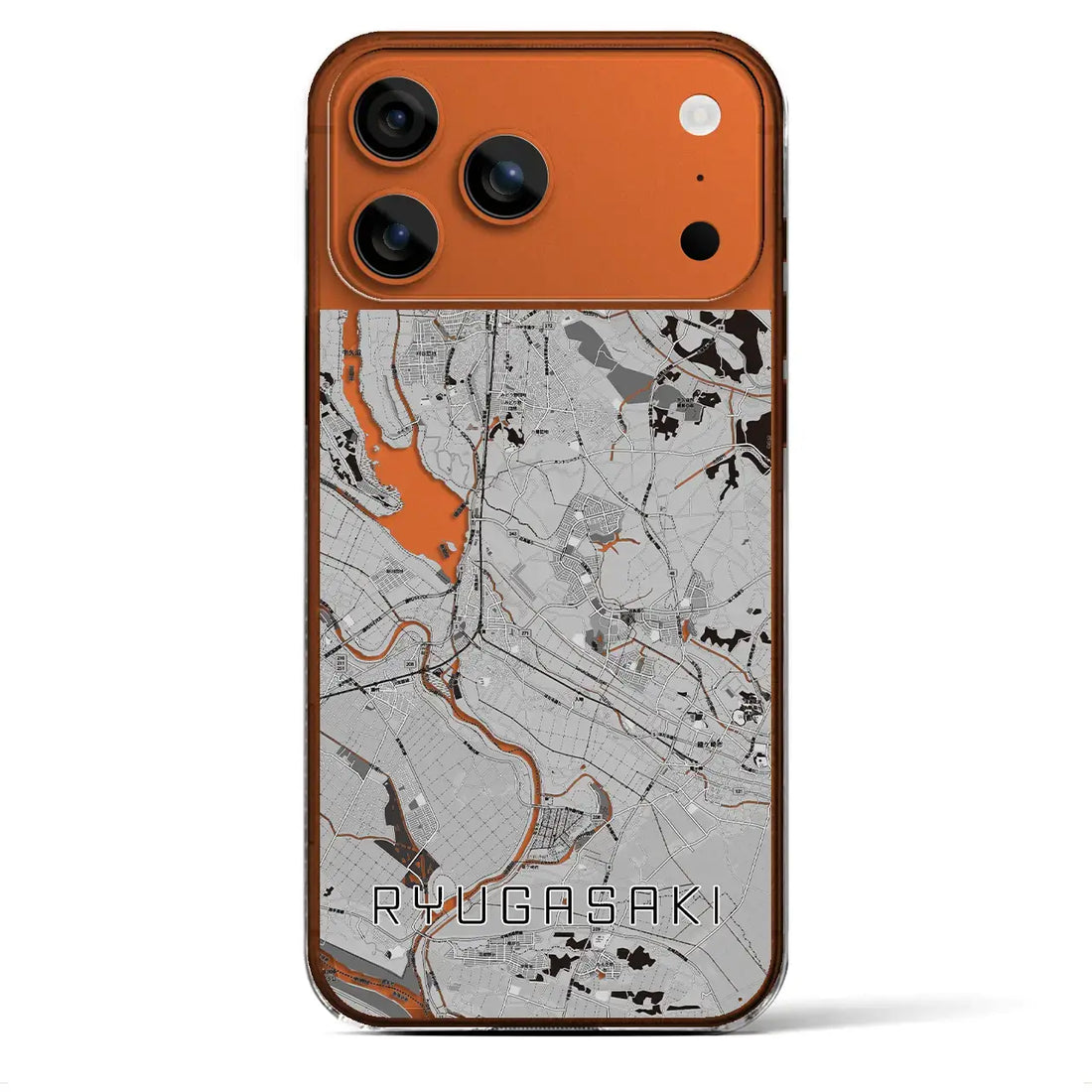 【龍ケ崎(茨城県)】地図柄iPhoneケース(クリアタイプ)モノトーン・iPhone 17 Pro Max 用