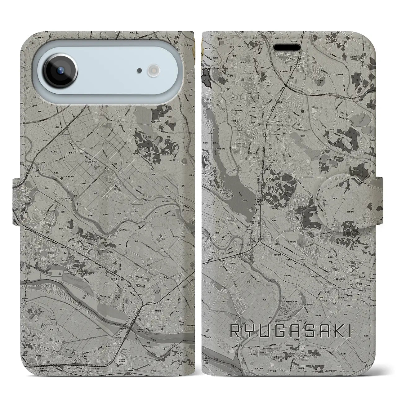 【龍ケ崎（茨城県）】地図柄iPhoneケース（手帳タイプ）