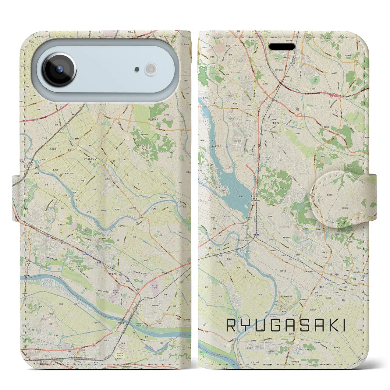 【龍ケ崎（茨城県）】地図柄iPhoneケース（手帳タイプ）