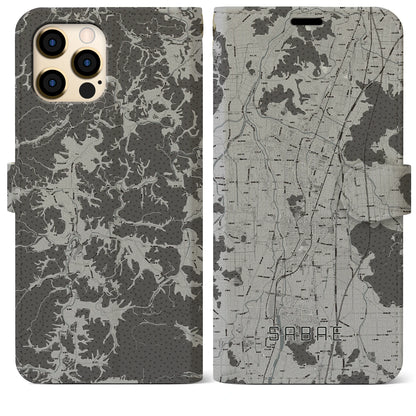 【鯖江（福井県）】地図柄iPhoneケース（手帳タイプ）モノトーン・iPhone 12 Pro Max 用