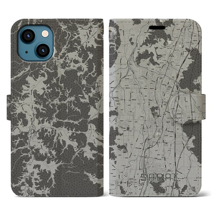 【鯖江（福井県）】地図柄iPhoneケース（手帳タイプ）モノトーン・iPhone 13 用