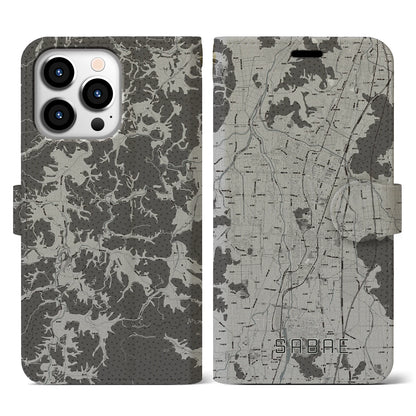 【鯖江（福井県）】地図柄iPhoneケース（手帳タイプ）モノトーン・iPhone 13 Pro 用