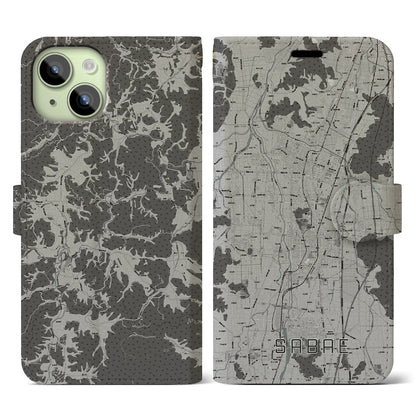 【鯖江（福井県）】地図柄iPhoneケース（手帳タイプ）モノトーン・iPhone 15 用