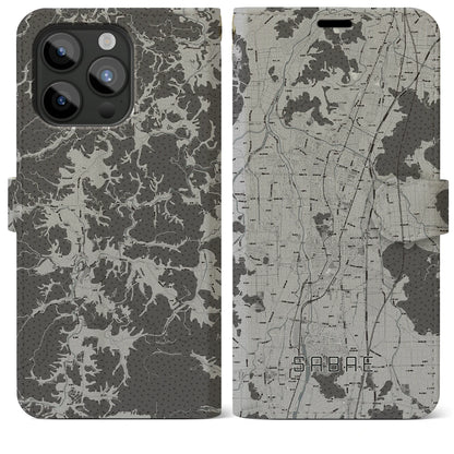 【鯖江（福井県）】地図柄iPhoneケース（手帳タイプ）モノトーン・iPhone 15 Pro Max 用