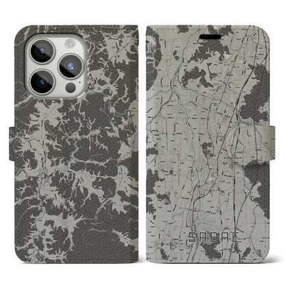 【鯖江（福井県）】地図柄iPhoneケース（手帳タイプ）モノトーン・iPhone 15 Pro 用