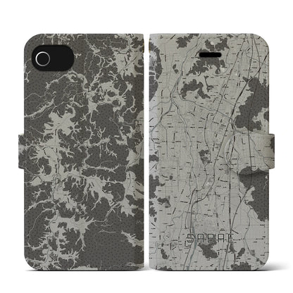 【鯖江（福井県）】地図柄iPhoneケース（手帳タイプ）モノトーン・iPhone SE（第3 / 第2世代） / 8 / 7 / 6s / 6 用