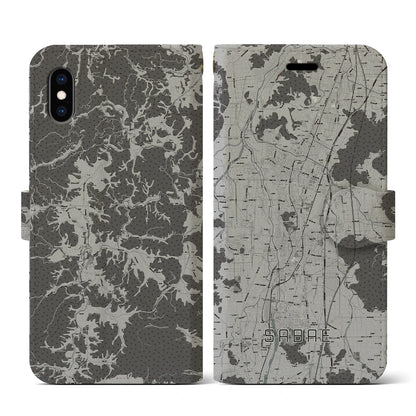 【鯖江（福井県）】地図柄iPhoneケース（手帳タイプ）モノトーン・iPhone XS / X 用