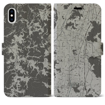 【鯖江（福井県）】地図柄iPhoneケース（手帳タイプ）モノトーン・iPhone XS Max 用