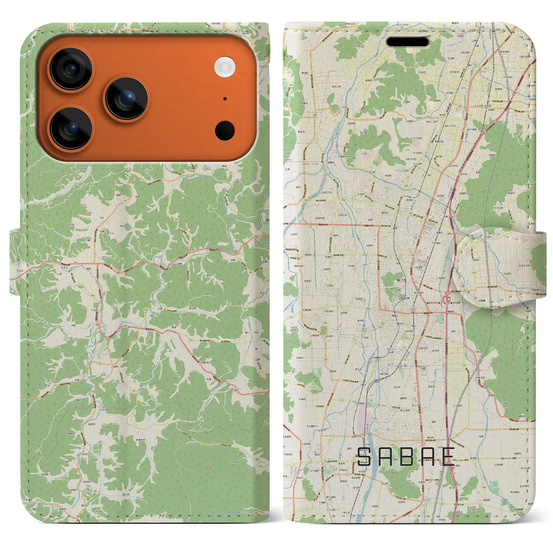 【鯖江(福井県)】地図柄iPhoneケース(手帳タイプ)モノトーン・iPhone 17 Pro Max 用