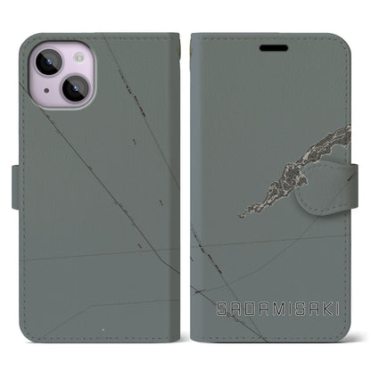 【佐田岬（愛媛県）】地図柄iPhoneケース（手帳タイプ）モノトーン・iPhone 14 用