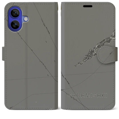 【佐田岬（愛媛県）】地図柄iPhoneケース（手帳タイプ）モノトーン・iPhone 16 Pro Max 用