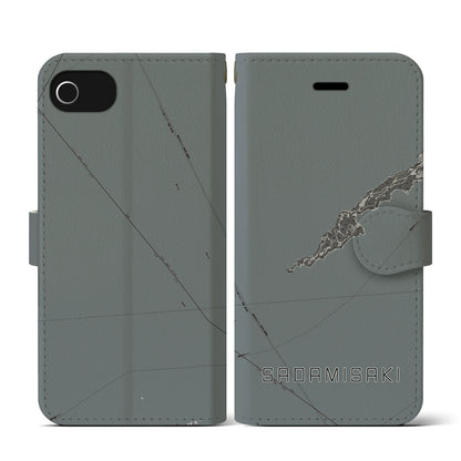 【佐田岬（愛媛県）】地図柄iPhoneケース（手帳タイプ）モノトーン・iPhone SE（第3 / 第2世代） / 8 / 7 / 6s / 6 用