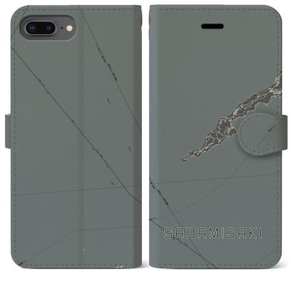 【佐田岬（愛媛県）】地図柄iPhoneケース（手帳タイプ）モノトーン・iPhone 8Plus /7Plus / 6sPlus / 6Plus 用