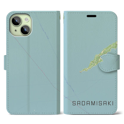 【佐田岬（愛媛県）】地図柄iPhoneケース（手帳タイプ）ナチュラル・iPhone 15 用
