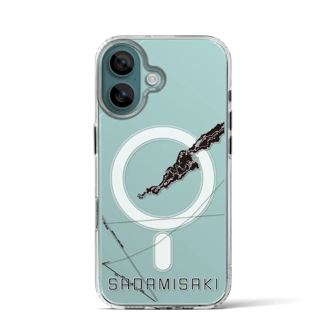 【佐田岬(愛媛県)】地図柄iPhoneケース(MagSafeタイプ)モノトーン・iPhone 16 Pro 用