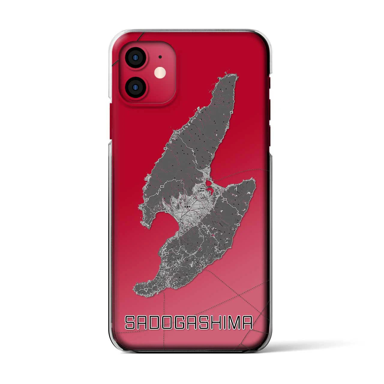 【佐渡島（新潟県）】地図柄iPhoneケース（クリアタイプ）モノトーン・iPhone 11 用