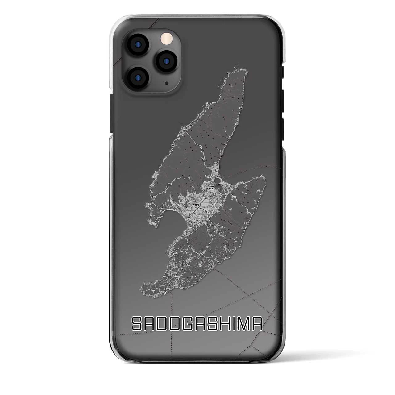 【佐渡島（新潟県）】地図柄iPhoneケース（クリアタイプ）モノトーン・iPhone 11 Pro Max 用