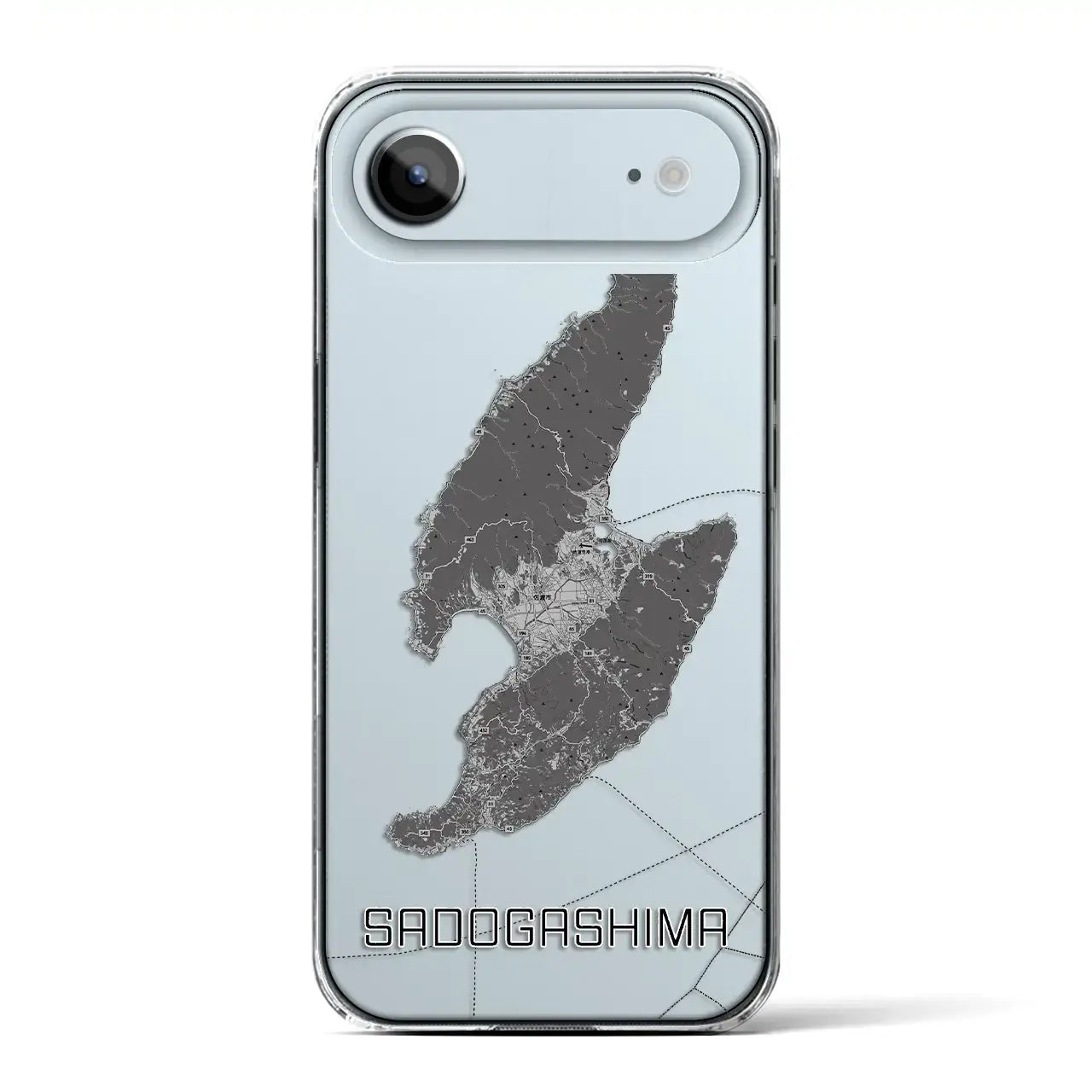 【佐渡島（新潟県）】地図柄iPhoneケース（クリアタイプ）モノトーン・iPhone 17 Pro Max 用