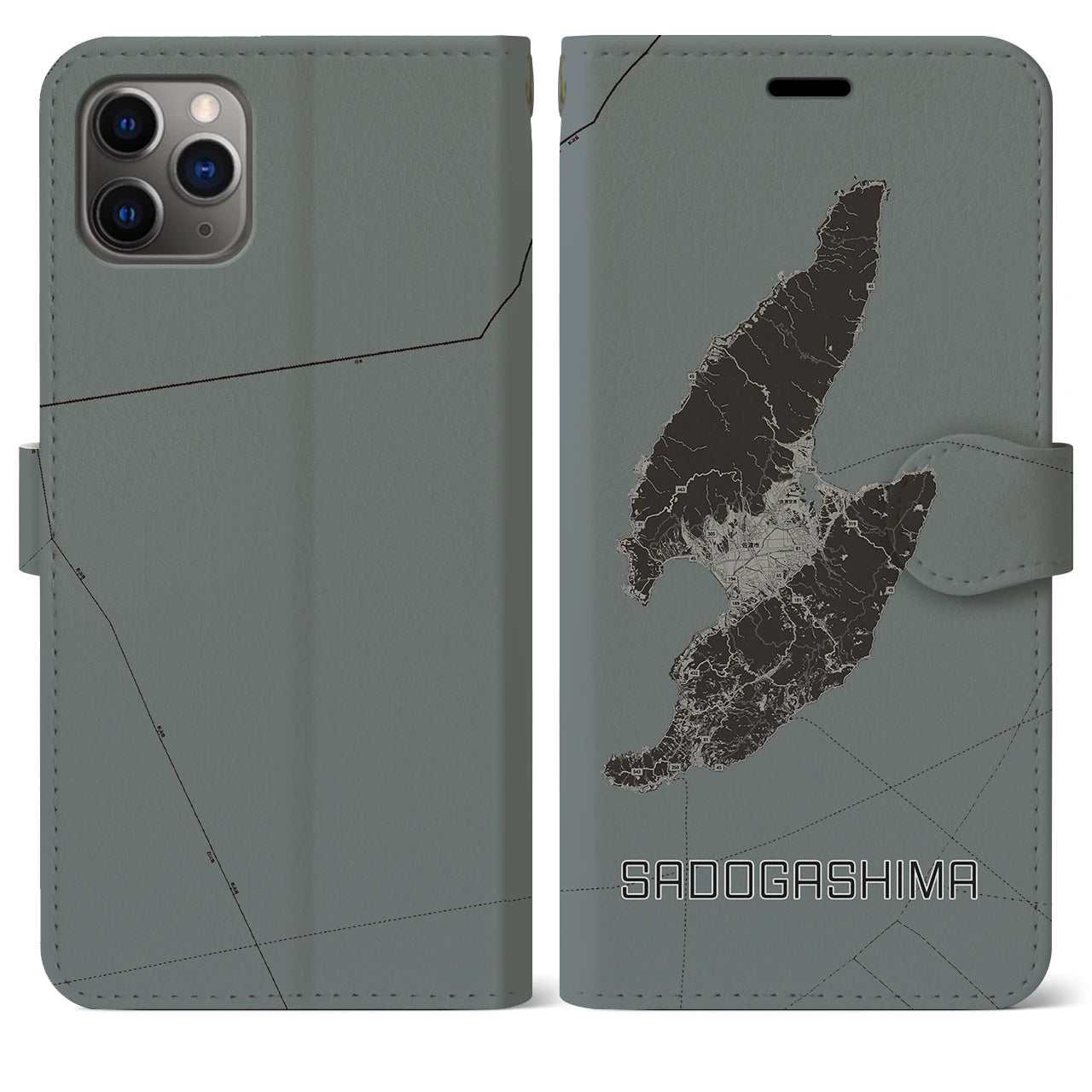 【佐渡島（新潟県）】地図柄iPhoneケース（手帳タイプ）