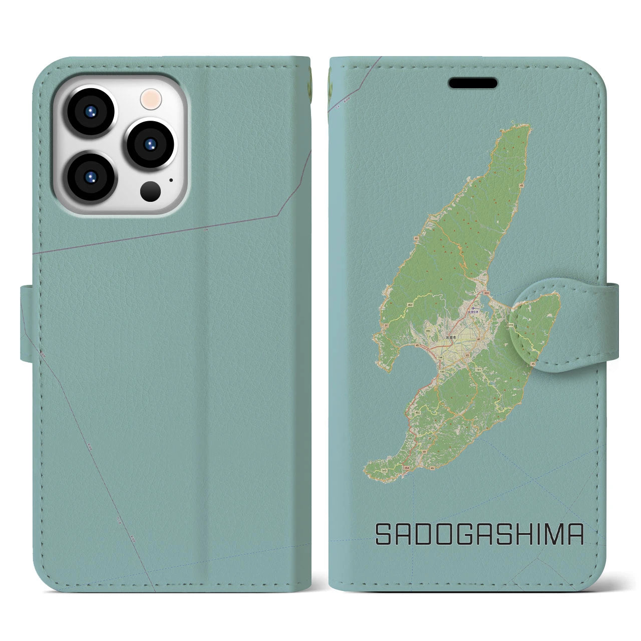 【佐渡島（新潟県）】地図柄iPhoneケース（手帳タイプ）