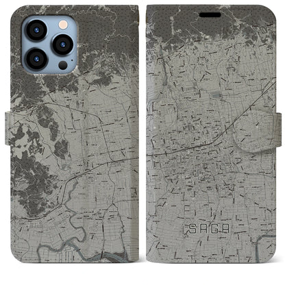 【佐賀2（佐賀県）】地図柄iPhoneケース（手帳タイプ）モノトーン・iPhone 13 Pro Max 用